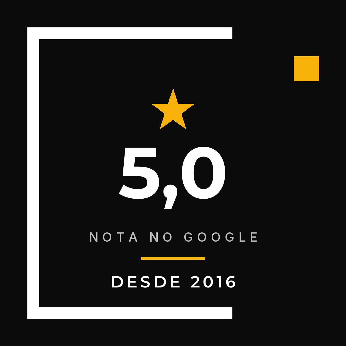 Selo: nota 5,0 no Google, desde 2016